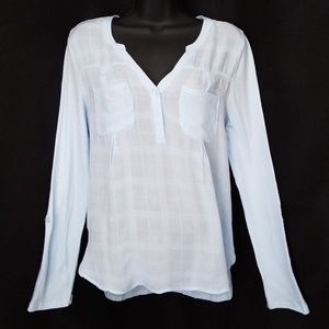 Light Blue Long Sleeve V-Neck Shirt
